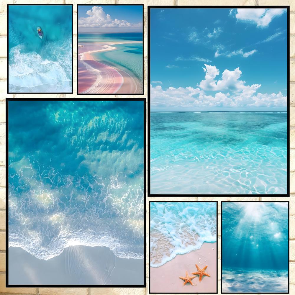 Resin Art Beach Theme - Klassiek thema Strand Oceaan Golf Poster