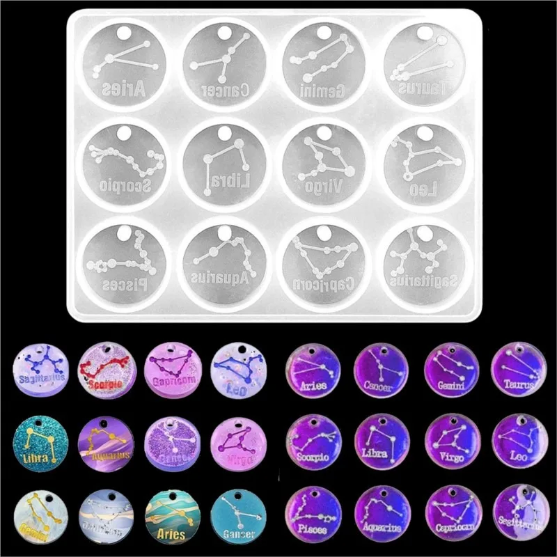 Resin Art Acrylic - 12 Zodiac Constellation Hars Mallen Ronde