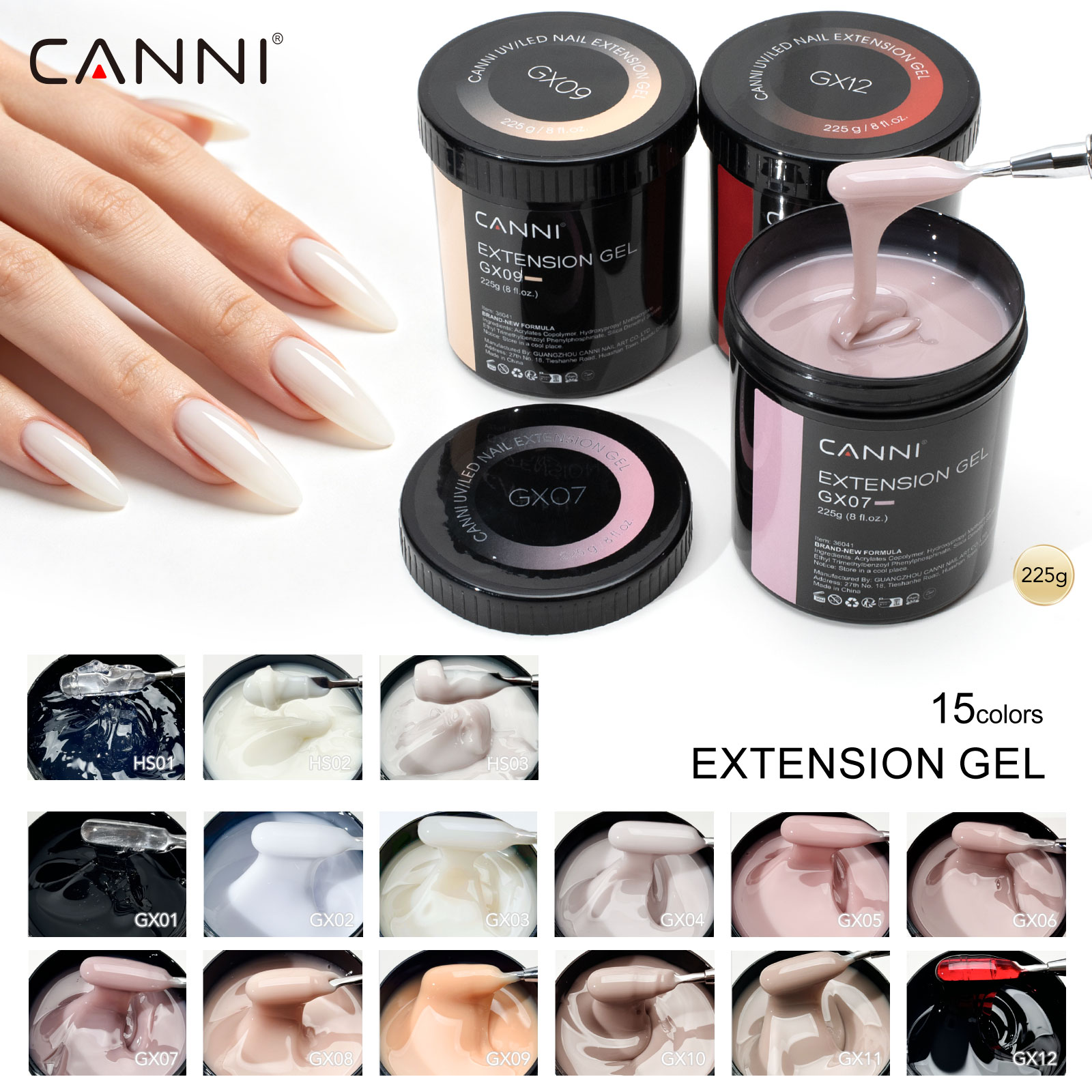 Uv Lamp Nail Resin - CANNI 225g Navulverpakking Camouflage Gel Geen