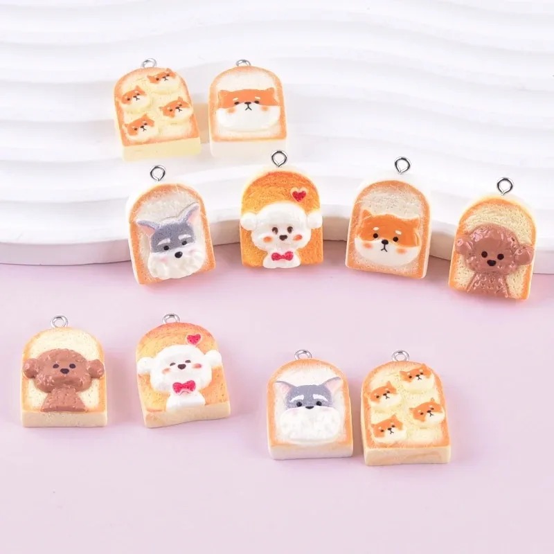 Resin Art And Craft - 10 stuks schattige toast hond hars