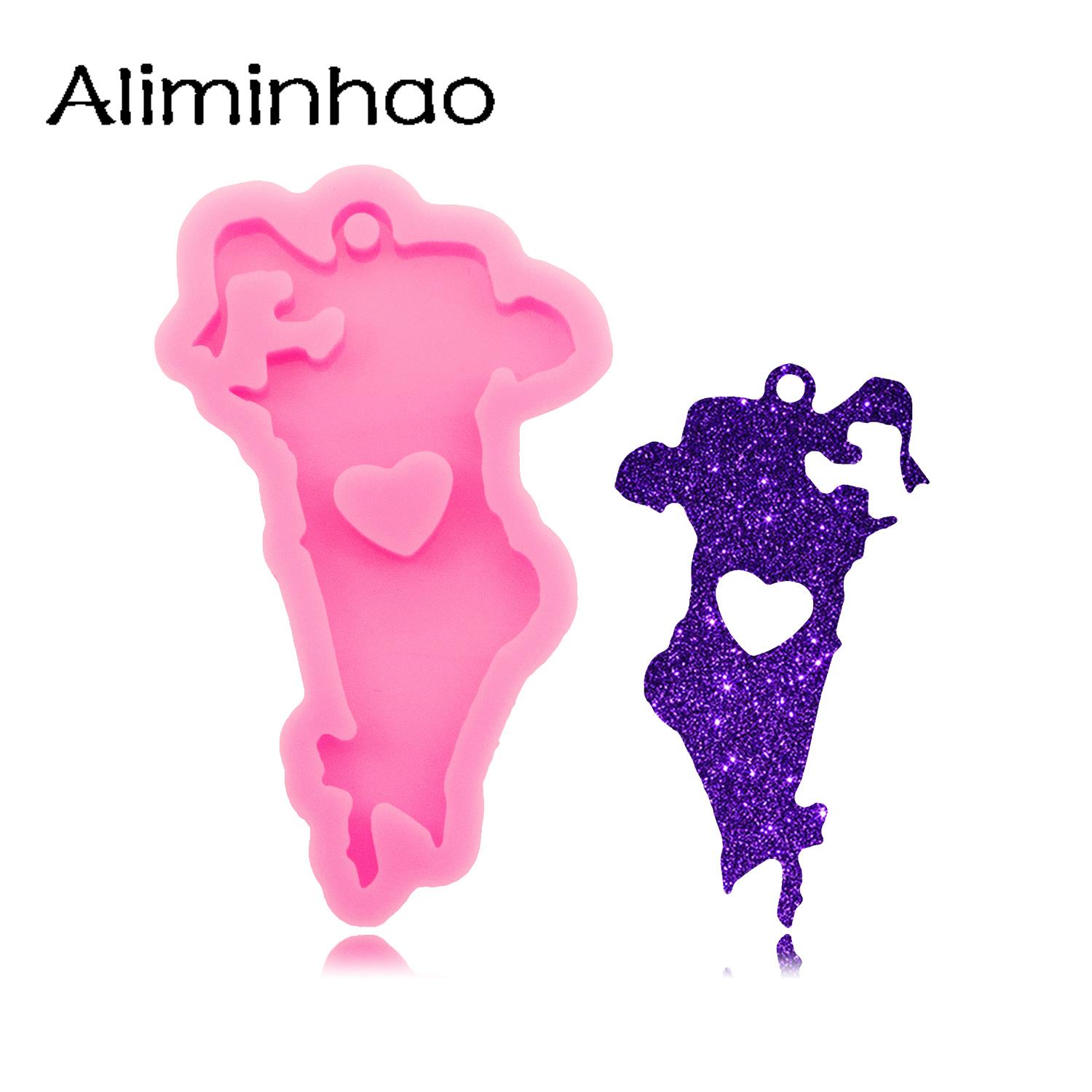 Resin Art A Keychain - DY1435 Shiny Bahrein Kaart Siliconen Hars