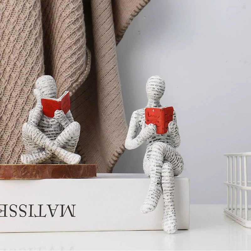 Resin Art Anniversary Gift - 1pc Creatief Lezen Papierpulp Vrouwen Denker