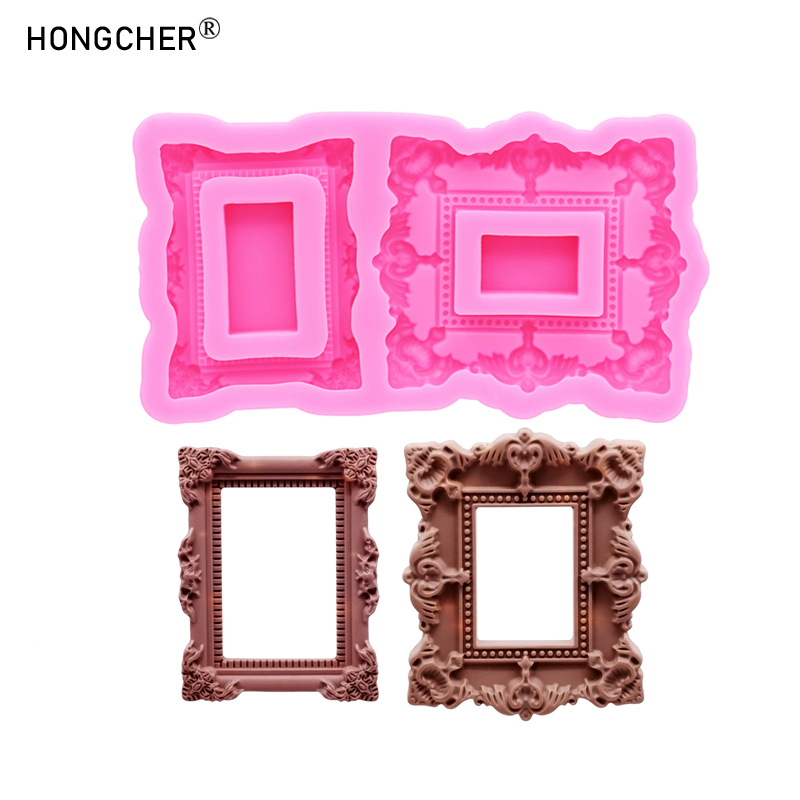 Resin Art Mould - Europese geëmbosseerde kleine fotolijst sculptuur chocoladetaart