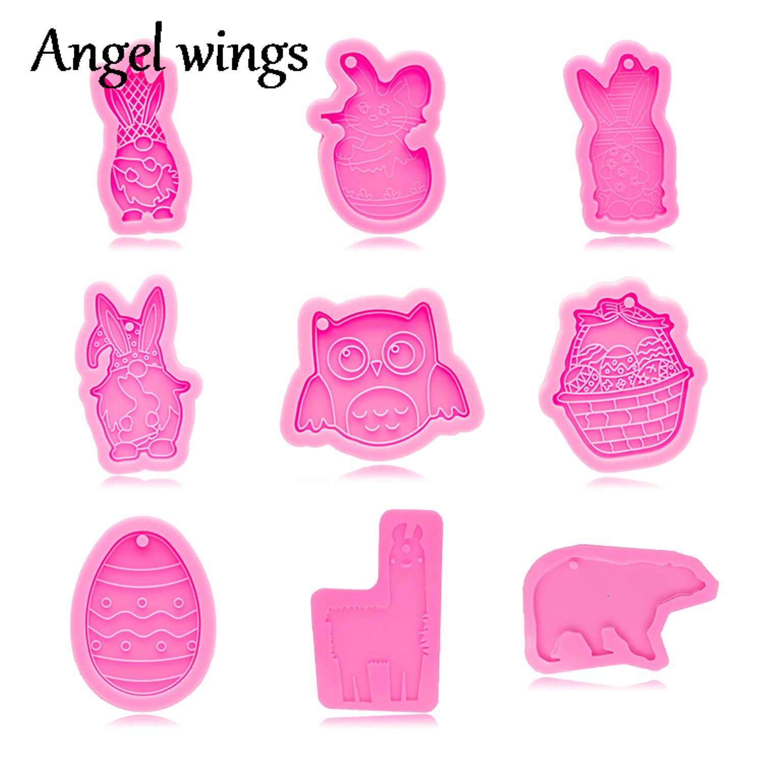 Resin Art A Keychain - DY0943 Siliconen Pasen Bunny/Ei/Uil/Beer Mallen, Sleutelhanger