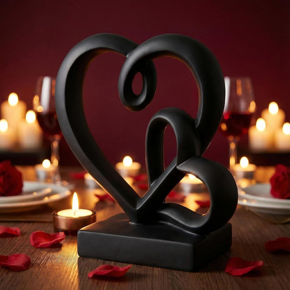 Resin Art Anniversary Gift - Huwelijksjubileumgeschenken - Twee harten decoratief harsbeeldje,