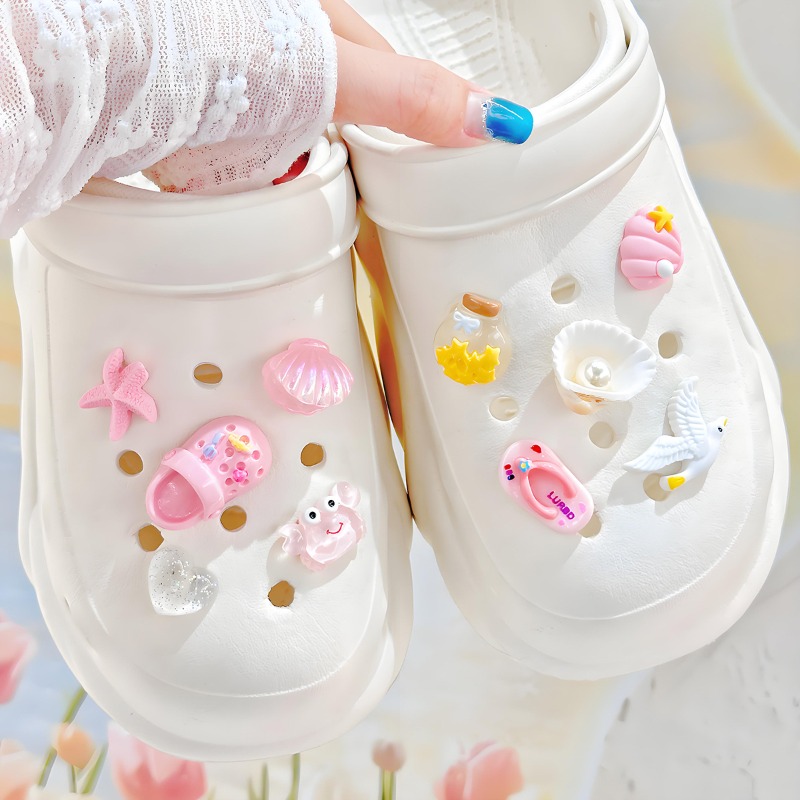 Resin Art Beach Theme - Strandstijl Gesimuleerde Parel Zeemeeuwschelp Schoenbedels Hars